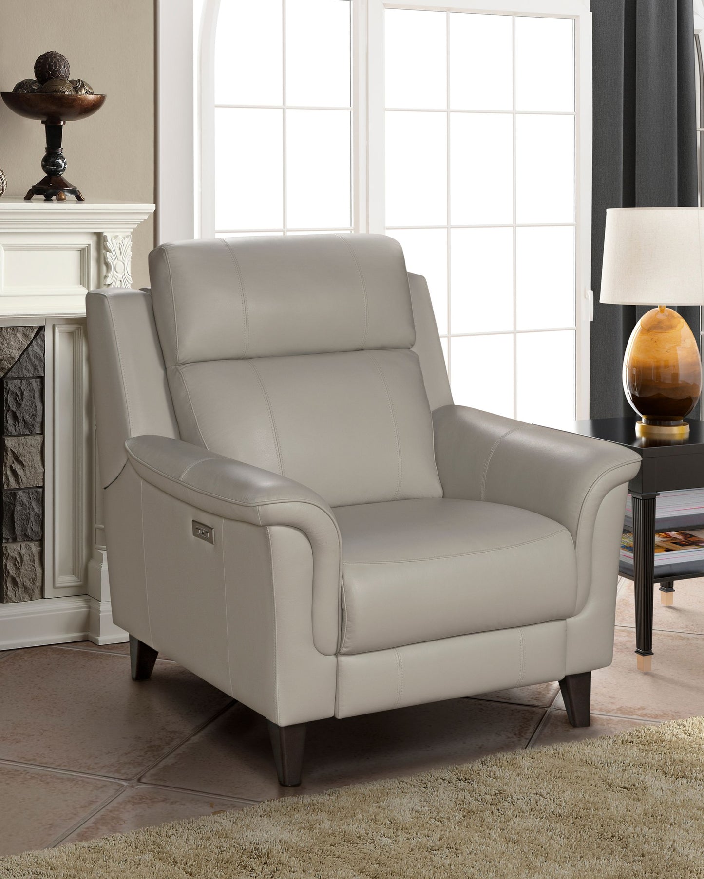 Barcalounger Kester Power Recliner Chair with Power Headrest and USB Port - Laurel Cream Leather - Office Living Store