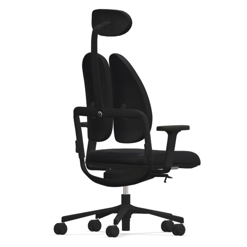 Grahl Duo Back Type 11 Office Chair w/ Headrest - Black Fabric & Base w/ 2D Armrests - Office Living Store