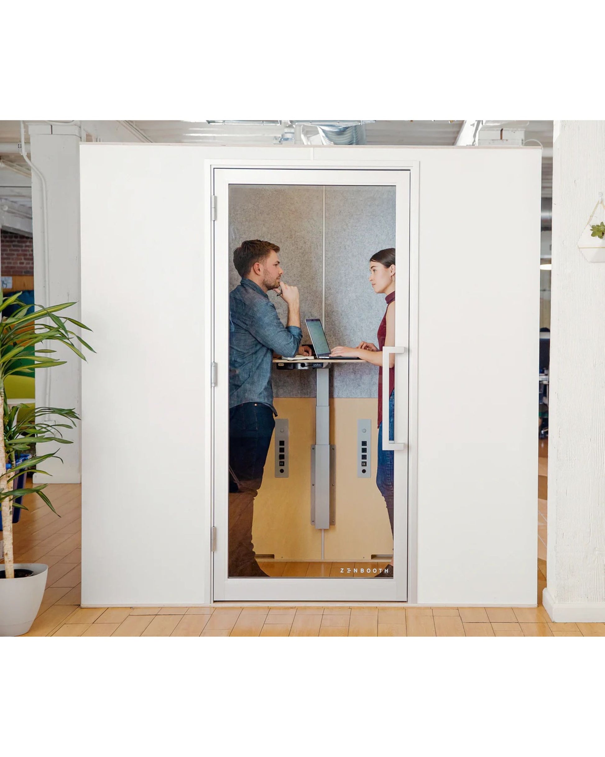 Zenbooth Duo Soundproof Office Phone Booth Pod with Adjustable Desk - 2 Person Meeting & Privacy Room - Office Living Store