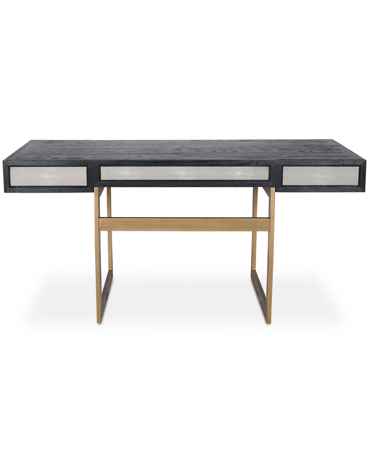 Moes Home Mako 63" Writing Desk with 3 Drawers - Grey Oak Wood & Vegan Leather - Office Living Store
