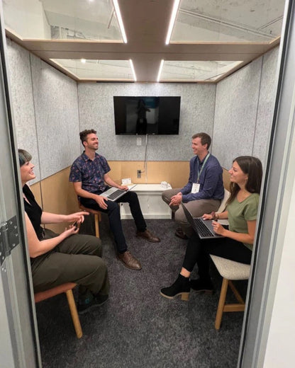 Zenbooth Quad Soundproof 4-Person Office Meeting Room Pod - Large Team Collaboration & Conference Booth - Office Living Store