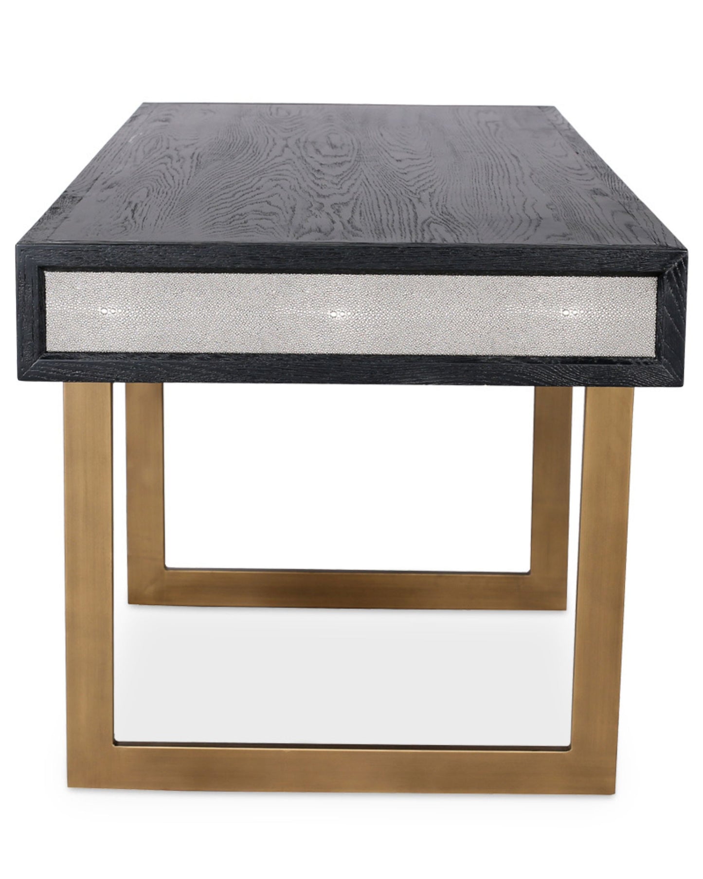 Moes Home Mako 63" Writing Desk with 3 Drawers - Grey Oak Wood & Vegan Leather - Office Living Store