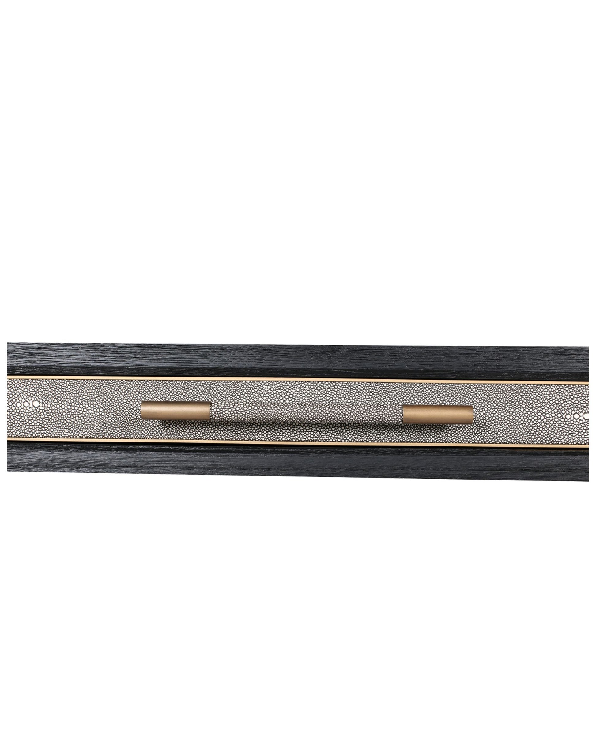 Moes Home Mako 63" Writing Desk with 3 Drawers - Grey Oak Wood & Vegan Leather - Office Living Store