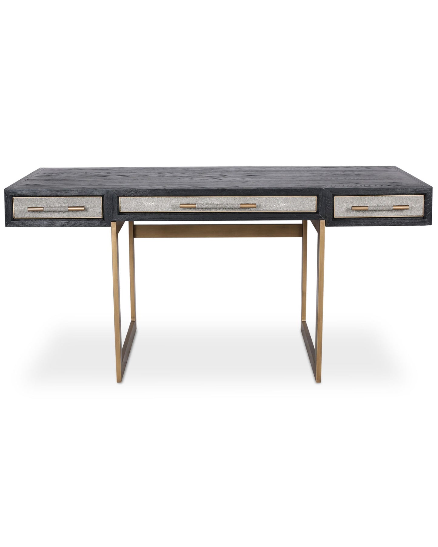 Moes Home Mako 63" Writing Desk with 3 Drawers - Grey Oak Wood & Vegan Leather - Office Living Store