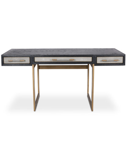 Moes Home Mako 63" Writing Desk with 3 Drawers - Grey Oak Wood & Vegan Leather - Office Living Store