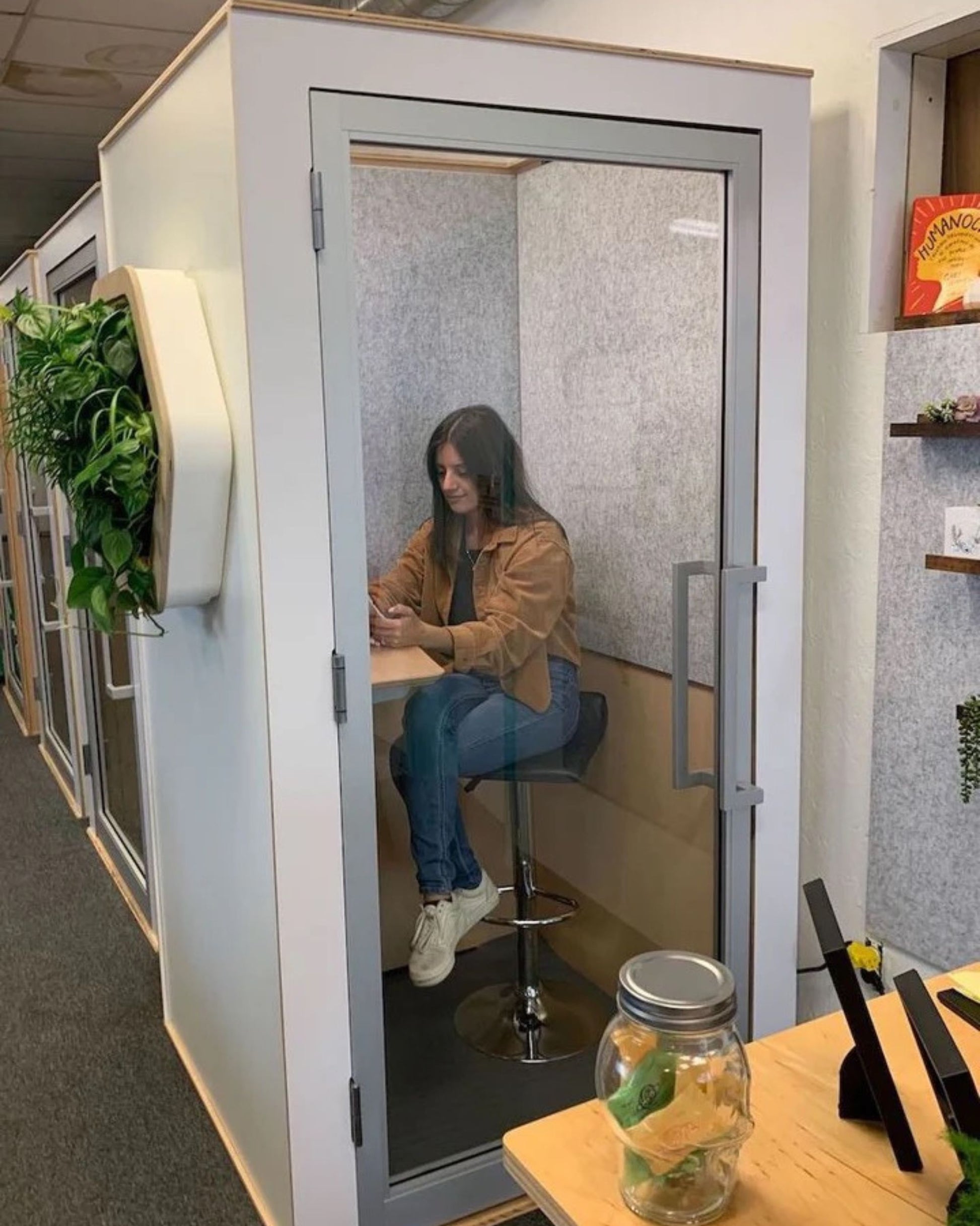 Zenbooth Solo Soundproof Office Phone Booth Pod with Adjustable Desk - 1 Person Privacy Room - Office Living Store