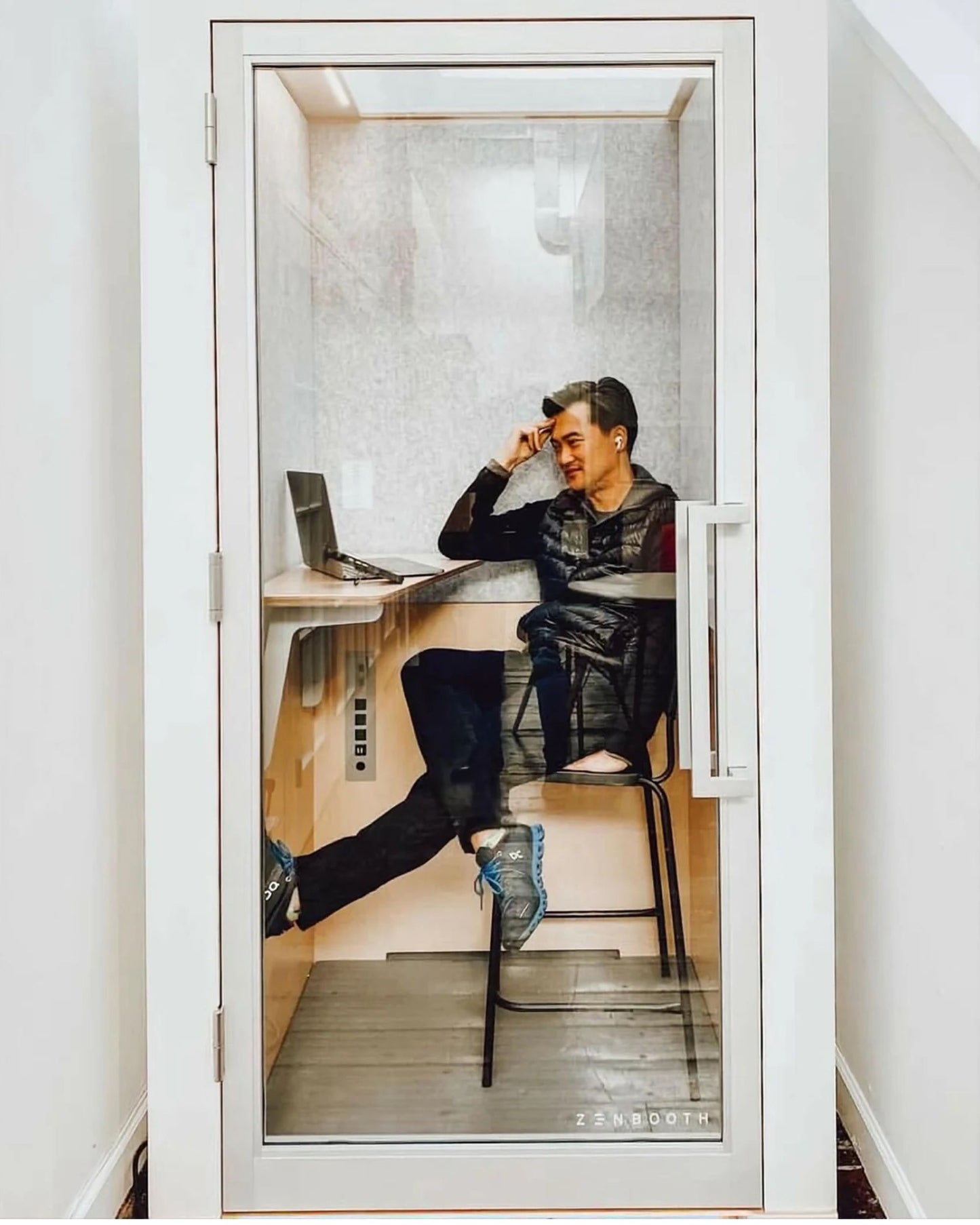 Zenbooth Solo Soundproof Office Phone Booth Pod with Adjustable Desk - 1 Person Privacy Room - Office Living Store