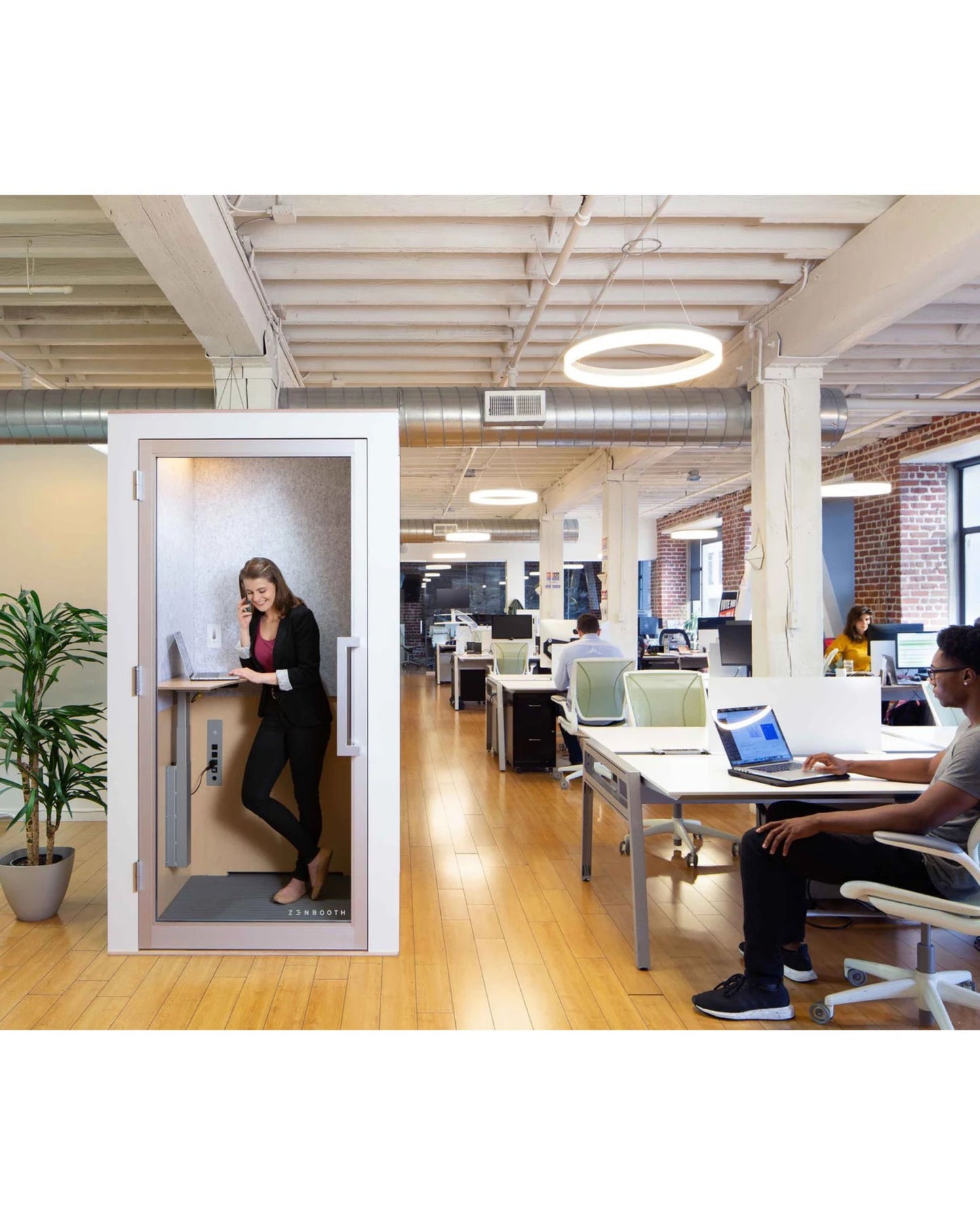 Zenbooth Solo Soundproof Office Phone Booth Pod with Adjustable Desk - 1 Person Privacy Room - Office Living Store