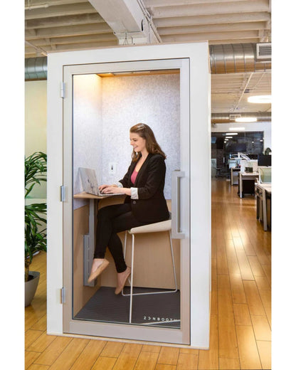Zenbooth Solo Soundproof Office Phone Booth Pod with Adjustable Desk - 1 Person Privacy Room - Office Living Store