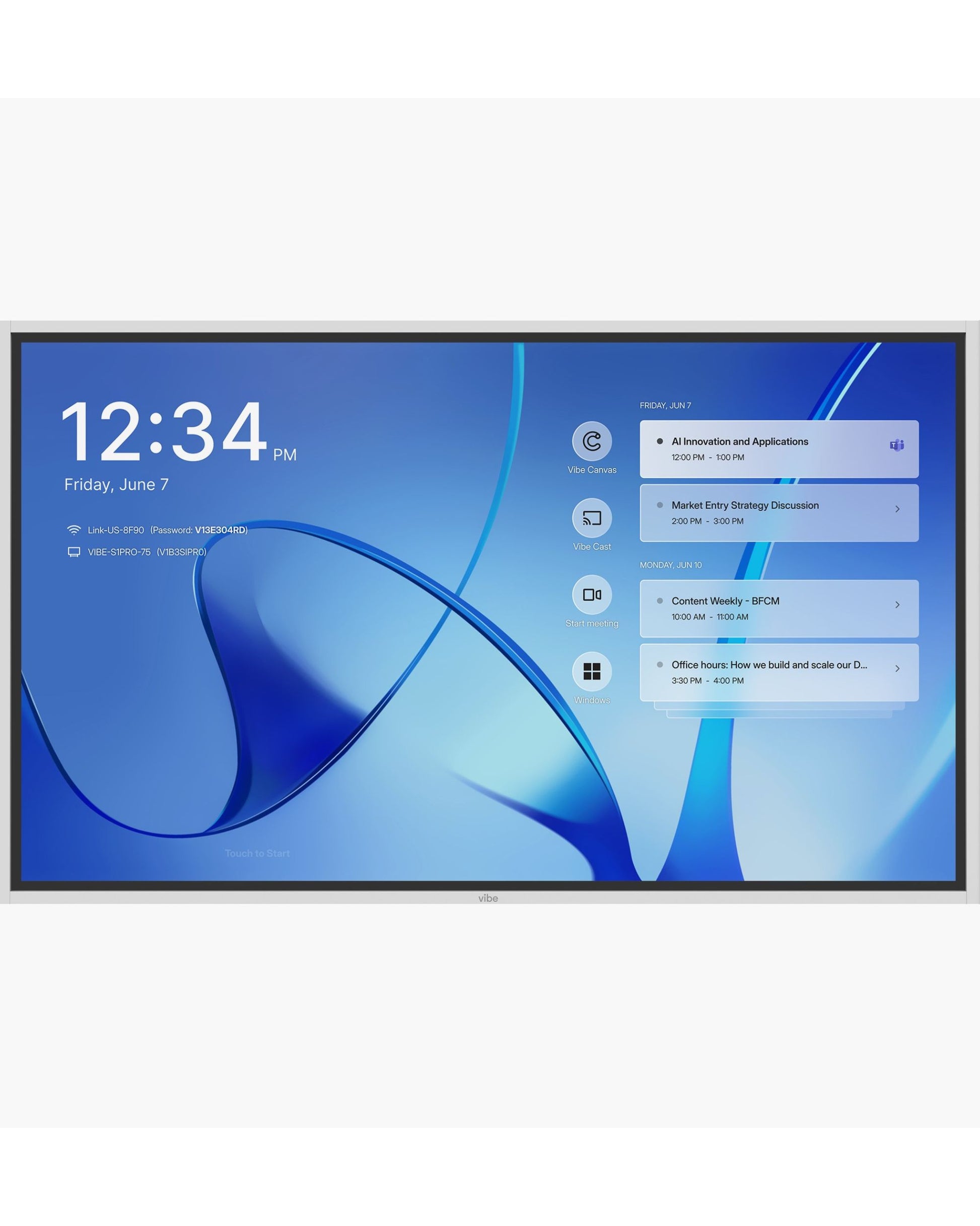 Vibe Board S1 Pro 55" Windows 11 Pro 4K Interactive Touchscreen - Intel i7 Smart Whiteboard with Microsoft 365 & Teams for Enterprise - Office Living Store