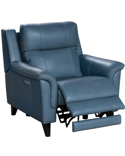 Barcalounger Kester Power Recliner Chair with Power Headrest and USB Port - Masen Bluegray Leather - Office Living Store