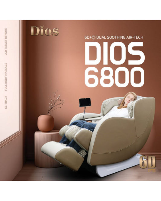 Dios Massage Chair 6D Dual Core Air Roller SL-track Dios-6800 Beige/White
