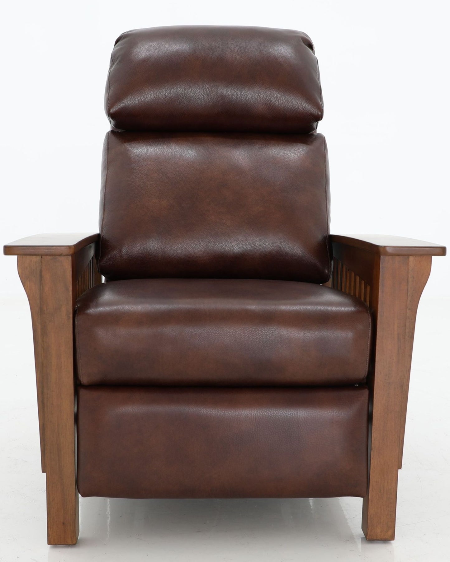 Barcalounger Mission Manual Push Back Leather Recliner Chair - Wenlock Fudge Brown - Office Living Store