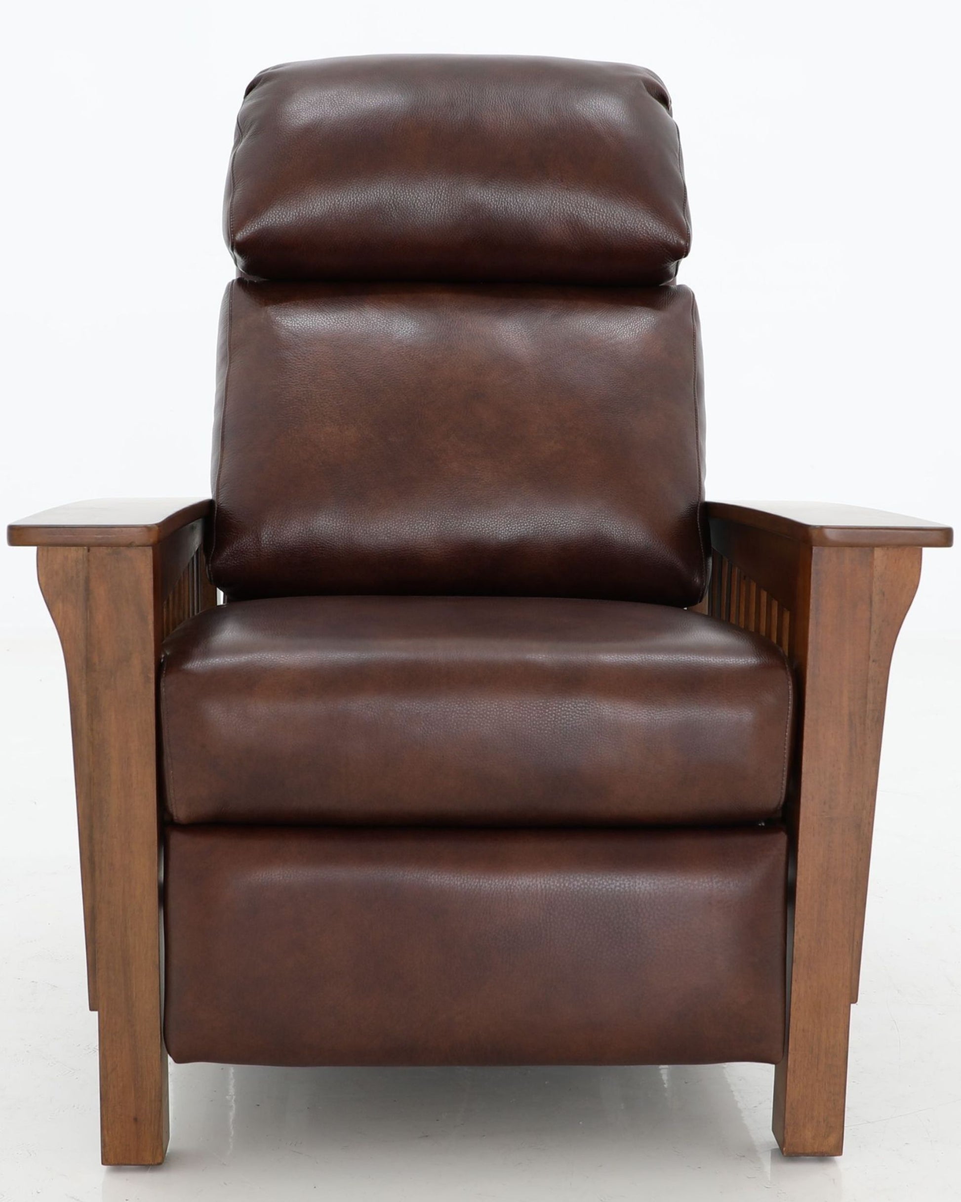 Barcalounger Mission Manual Push Back Leather Recliner Chair - Wenlock Fudge Brown - Office Living Store