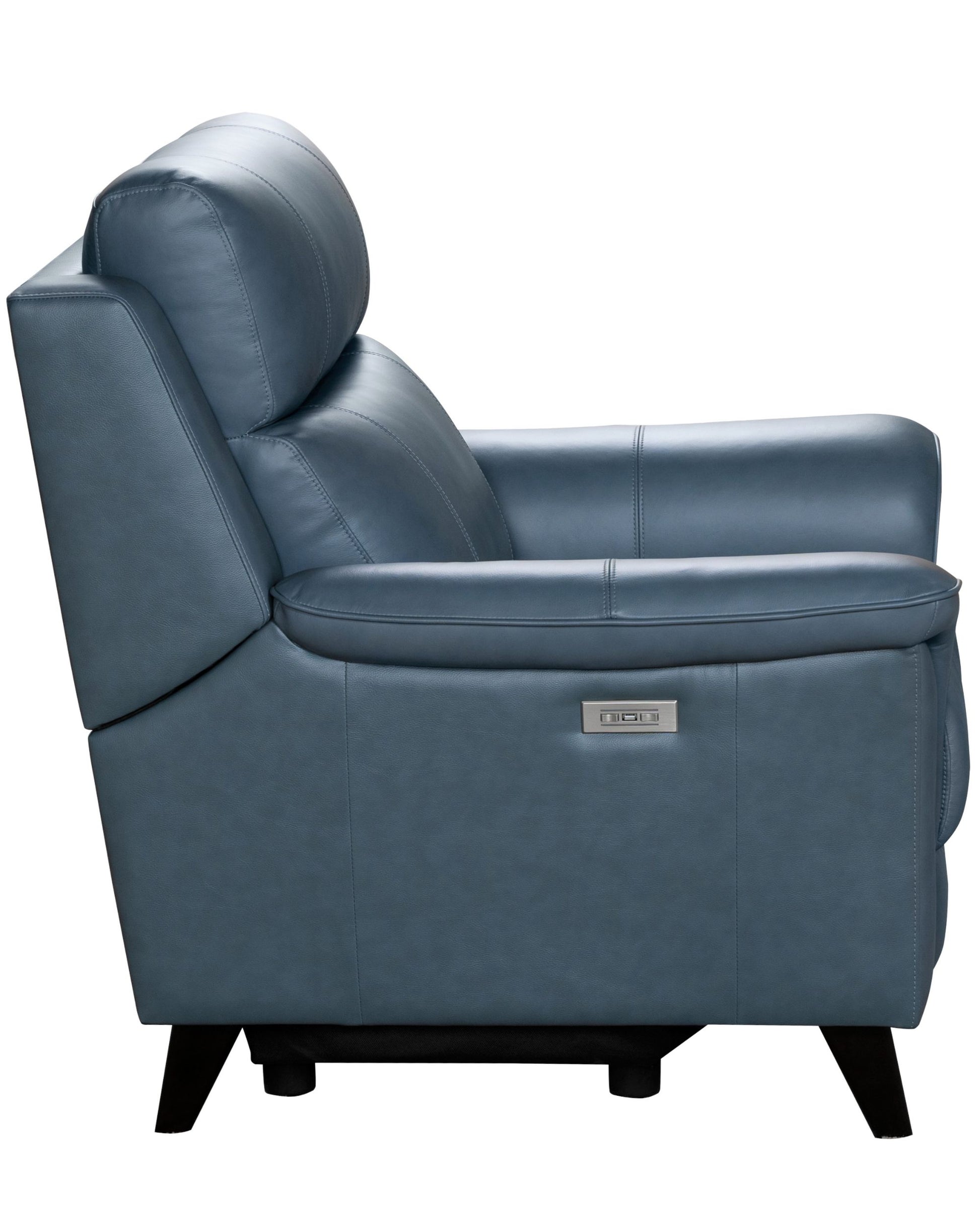 Barcalounger Kester Power Recliner Chair with Power Headrest and USB Port - Masen Bluegray Leather - Office Living Store