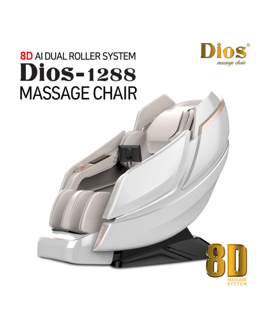 Kahuna Dios Massage Chair 8D AI Dual Air Tech Touch Roller SL-track with Brain Relaxation Program Dios-1288 White