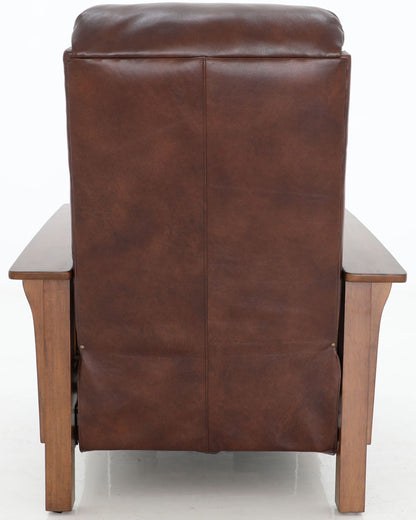 Barcalounger Mission Manual Push Back Leather Recliner Chair - Wenlock Fudge Brown - Office Living Store