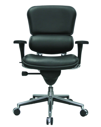 Eurotech ErgoHuman Mid-Back Leather Executive Office Chair with Adjustable Arms - LE10ERGLO - Office Living Store