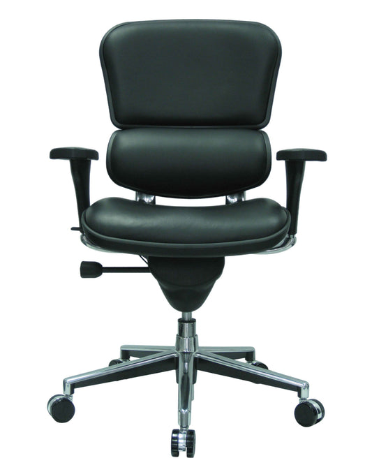 Eurotech ErgoHuman Mid-Back Leather Executive Office Chair with Adjustable Arms - LE10ERGLO