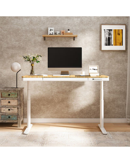FlexiSpot Comhar Pro Q8 Electric Standing Desk with Wireless Charger - Bamboo Sit Stand Desk with Dual Motor - Office Living Store