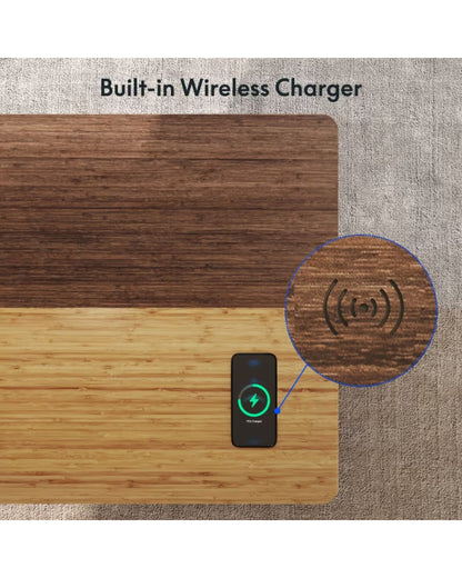 FlexiSpot Comhar Pro Q8 Electric Standing Desk with Wireless Charger - Bamboo Sit Stand Desk with Dual Motor - Office Living Store