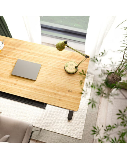 FlexiSpot Comhar Pro Q8 Electric Standing Desk with Wireless Charger - Bamboo Sit Stand Desk with Dual Motor - Office Living Store