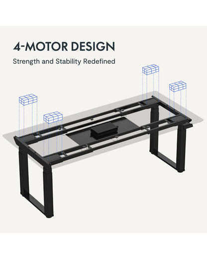 FlexiSpot E7Q Odin 4-Leg Electric Adjustable Standing Desk – Heavy Duty, Multiple Sizes & Desktop Options - Office Living Store
