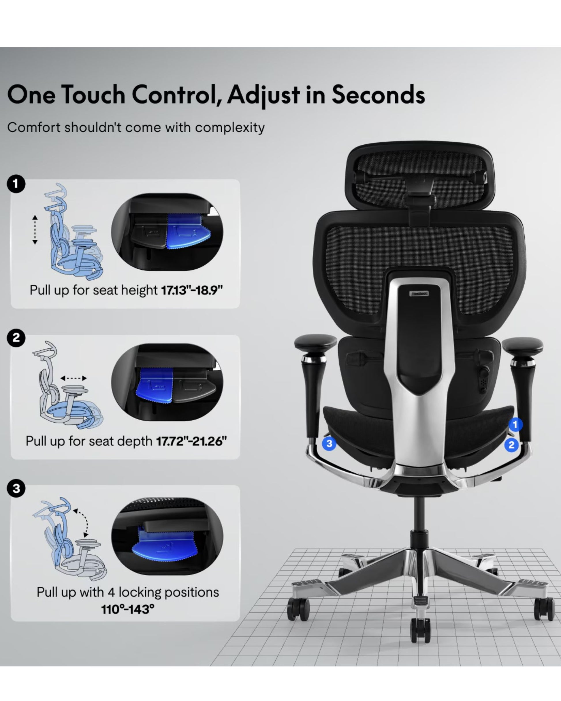 FlexiSpot C7 Morpher Heavy Duty Ergonomic Office Chair with Air Lumbar Support & Footrest - 380 lbs Reclining Desk Chair - Office Living Store