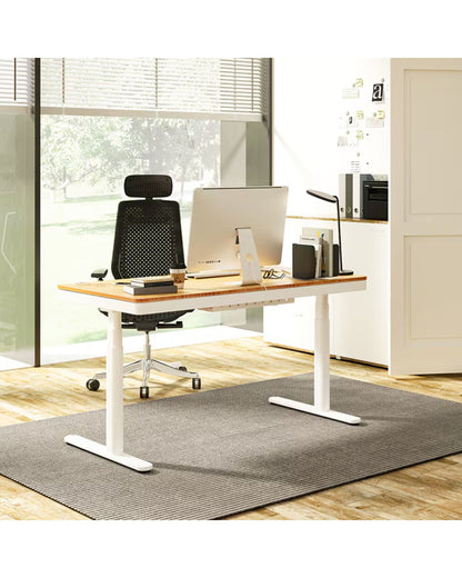 FlexiSpot Comhar Pro Q8 Electric Standing Desk with Wireless Charger - Bamboo Sit Stand Desk with Dual Motor - Office Living Store