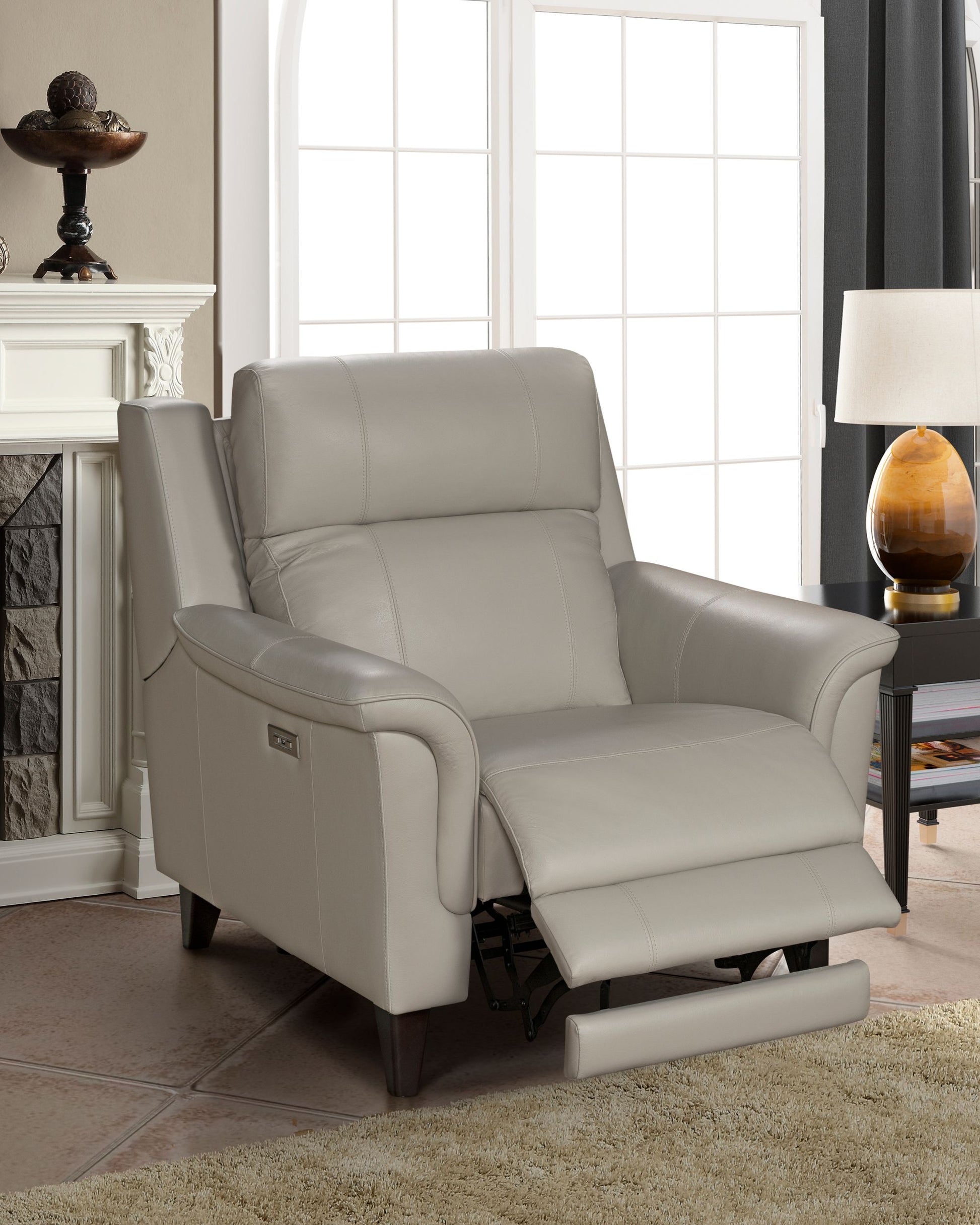Barcalounger Kester Power Recliner Chair with Power Headrest and USB Port - Laurel Cream Leather - Office Living Store