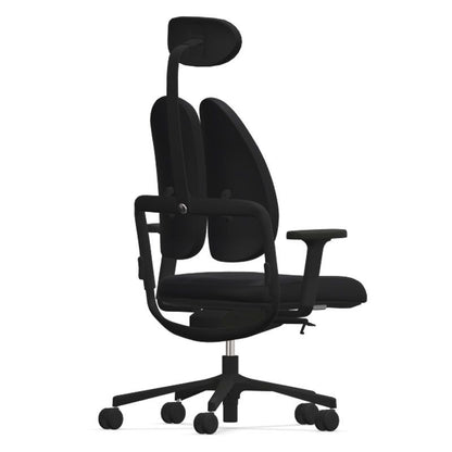 Grahl Duo Back Type 11 Office Chair w/ Headrest - Black Fabric & Base w/ 2D Armrests - Office Living Store