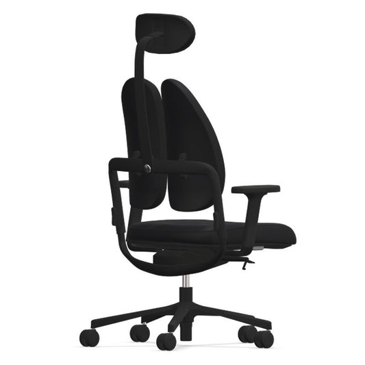 Grahl Duo Back Type 11 Office Chair w/ Headrest - Black Fabric & Base w/ 2D Armrests - Office Living Store