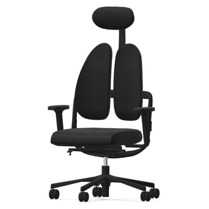 Grahl Duo Back Type 11 Office Chair w/ Headrest - Black Fabric & Base w/ 2D Armrests - Office Living Store