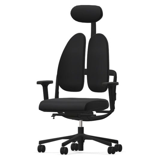 Grahl Duo Back Type 11 Office Chair w/ Headrest - Black Fabric & Base w/ 2D Armrests - Office Living Store